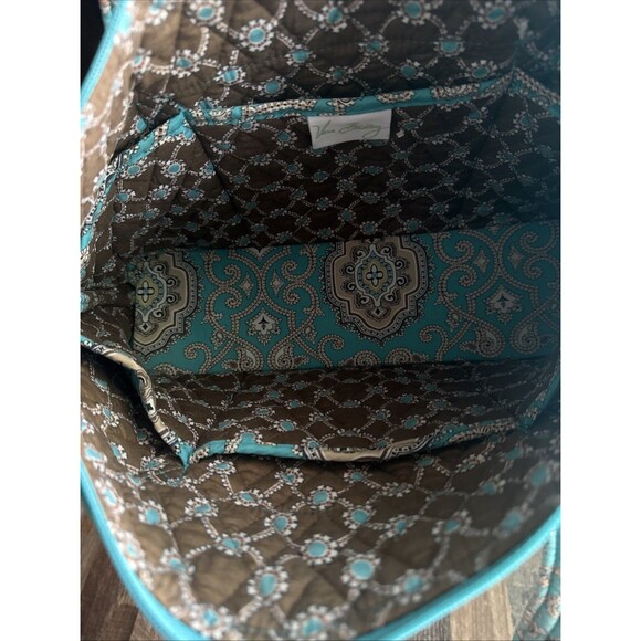 VERA BRADLEY TOTE (Totally TURQUOISE Retired) Zip Top 15x9x4.5 inches Excellent - Picture 5 of 6